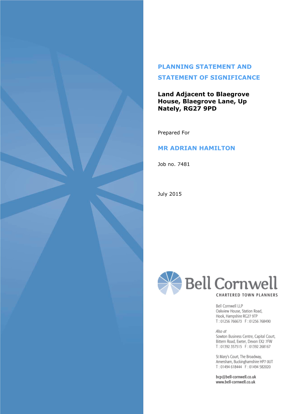 Planning Statement and Statement of Significance