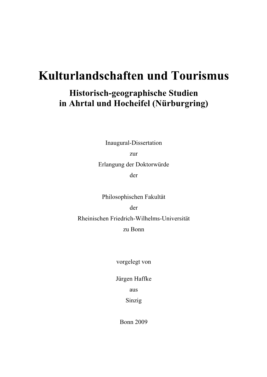 Kulturlandschaften Und Tourismus