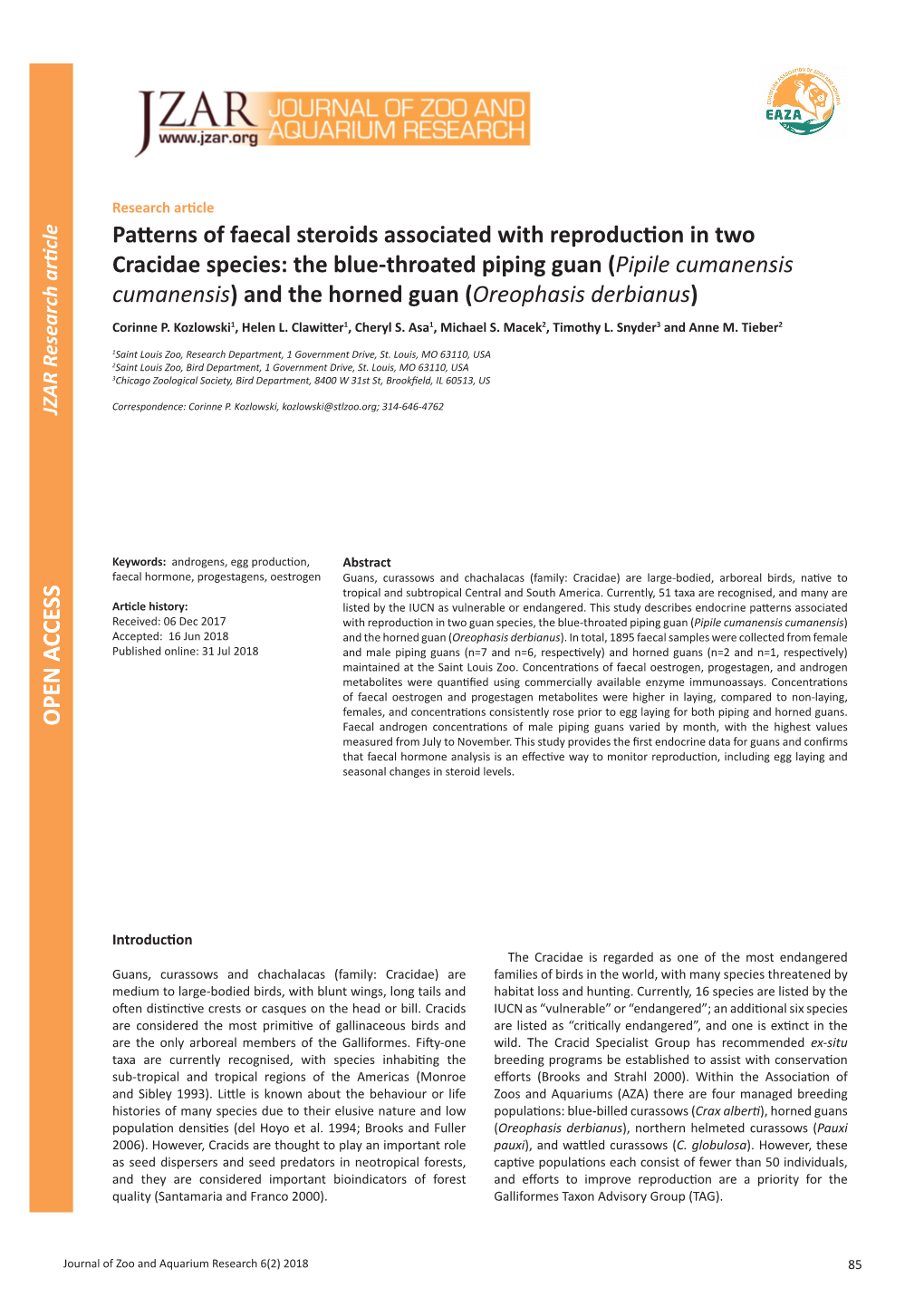 Patterns of Faecal Steroids Associated with Reproduction In