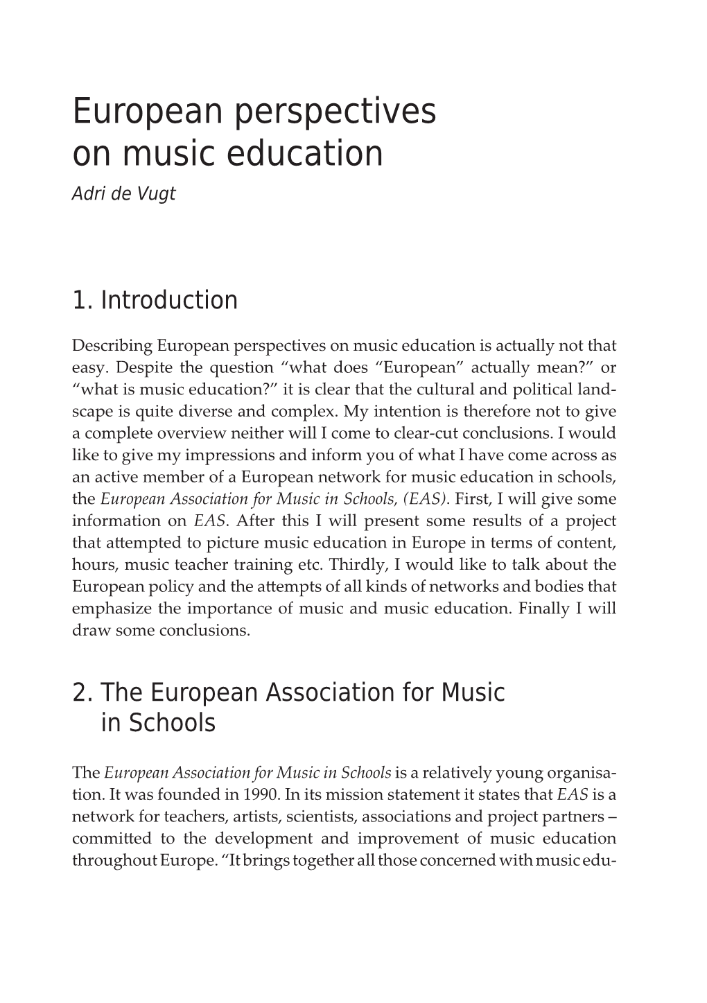 European Perspectives on Music Education Adri De Vugt