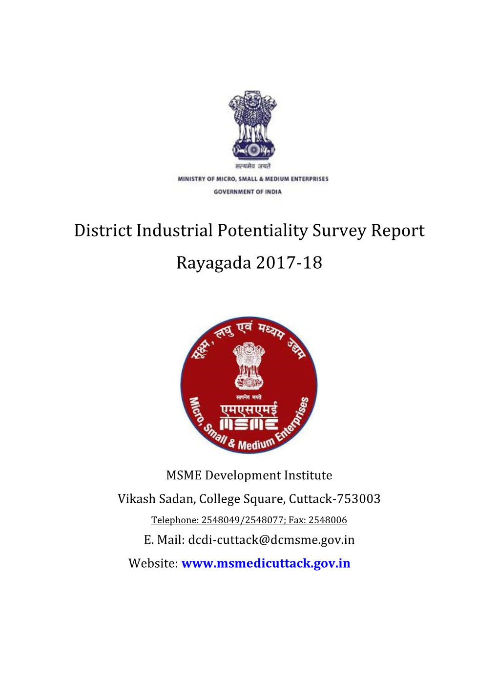 District Industrial Potentiality Survey Report Rayagada 2017-18
