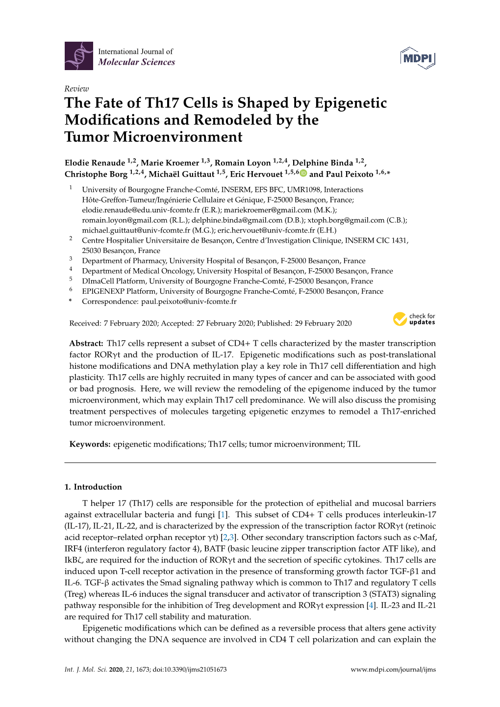 The Fate of Th17 Cells Is Shaped by Epigenetic Modifications