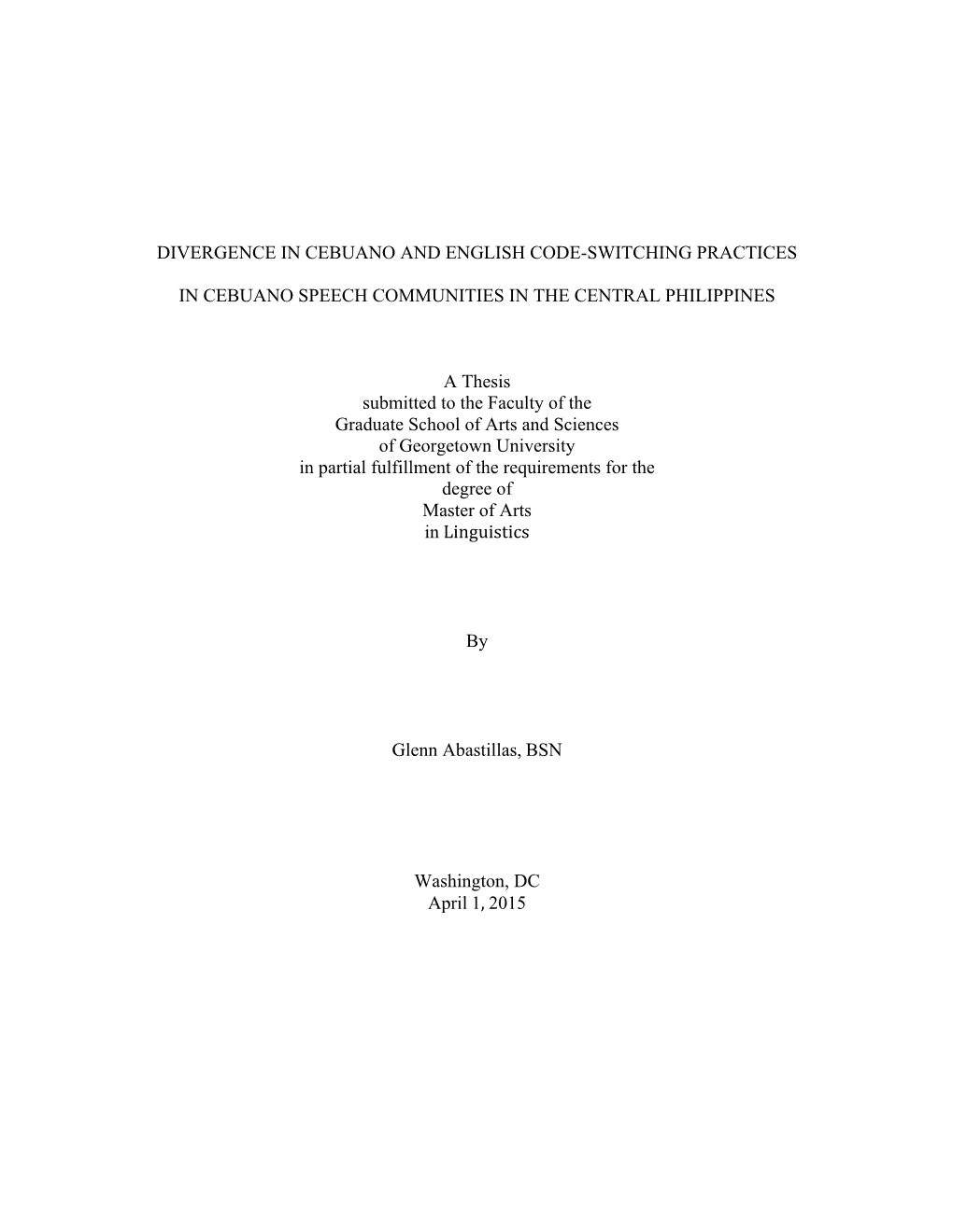 Divergence in Cebuano and English Code-Switching Practices