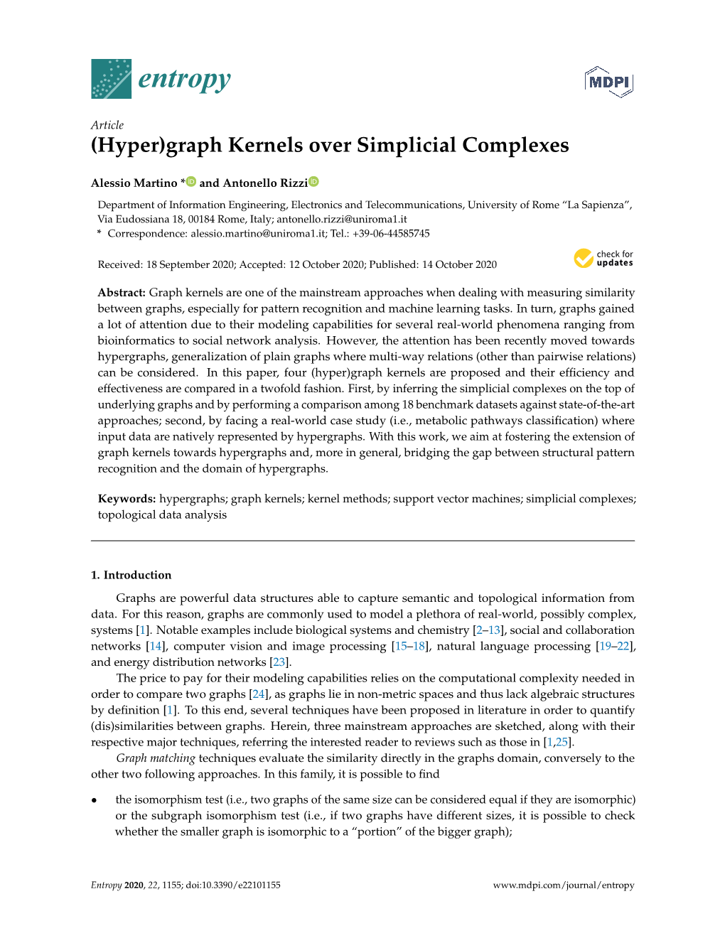Graph Kernels Over Simplicial Complexes