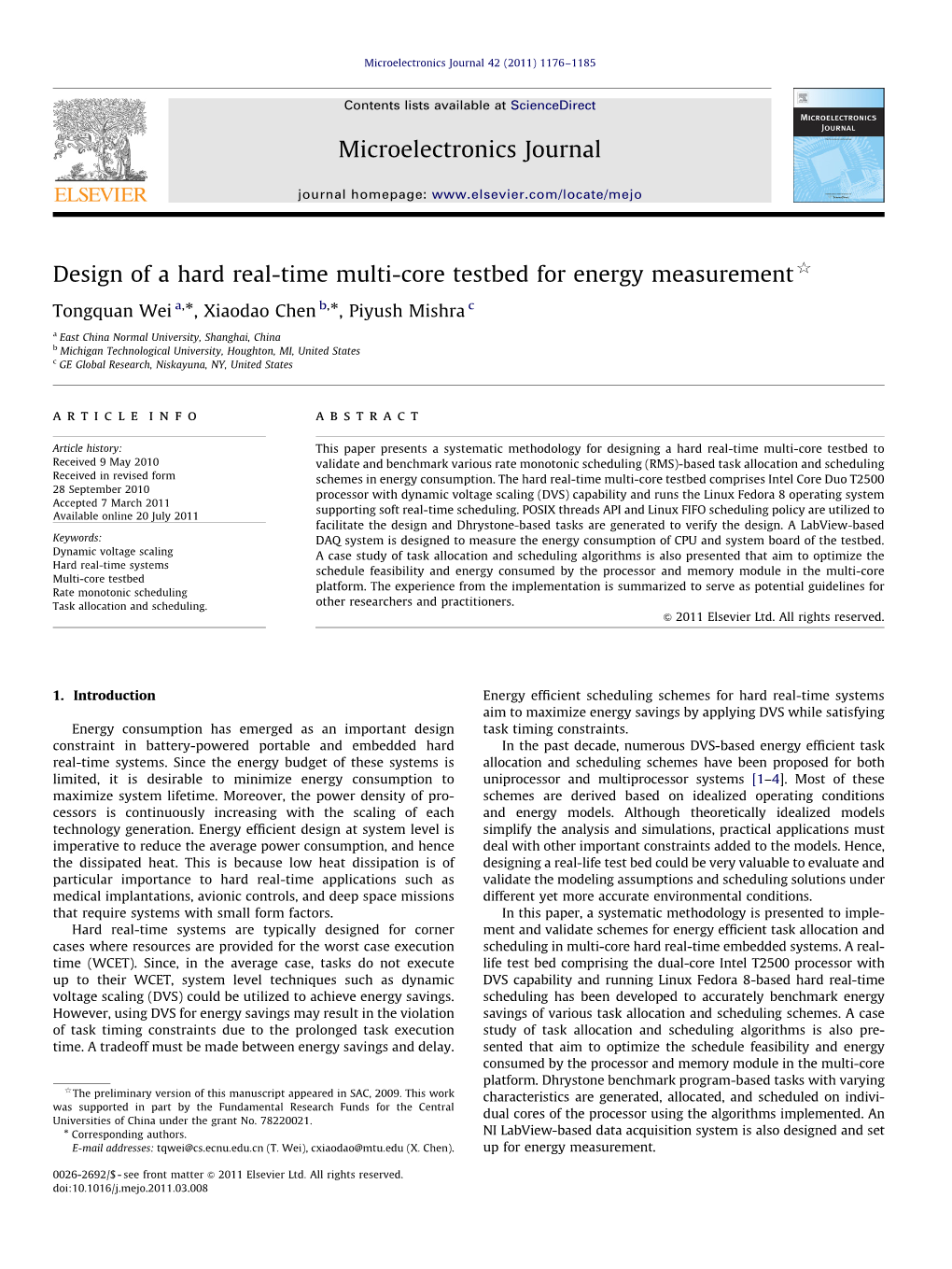 Design of a Hard Real-Time Multi-Core Testbed for Energy Measurement$