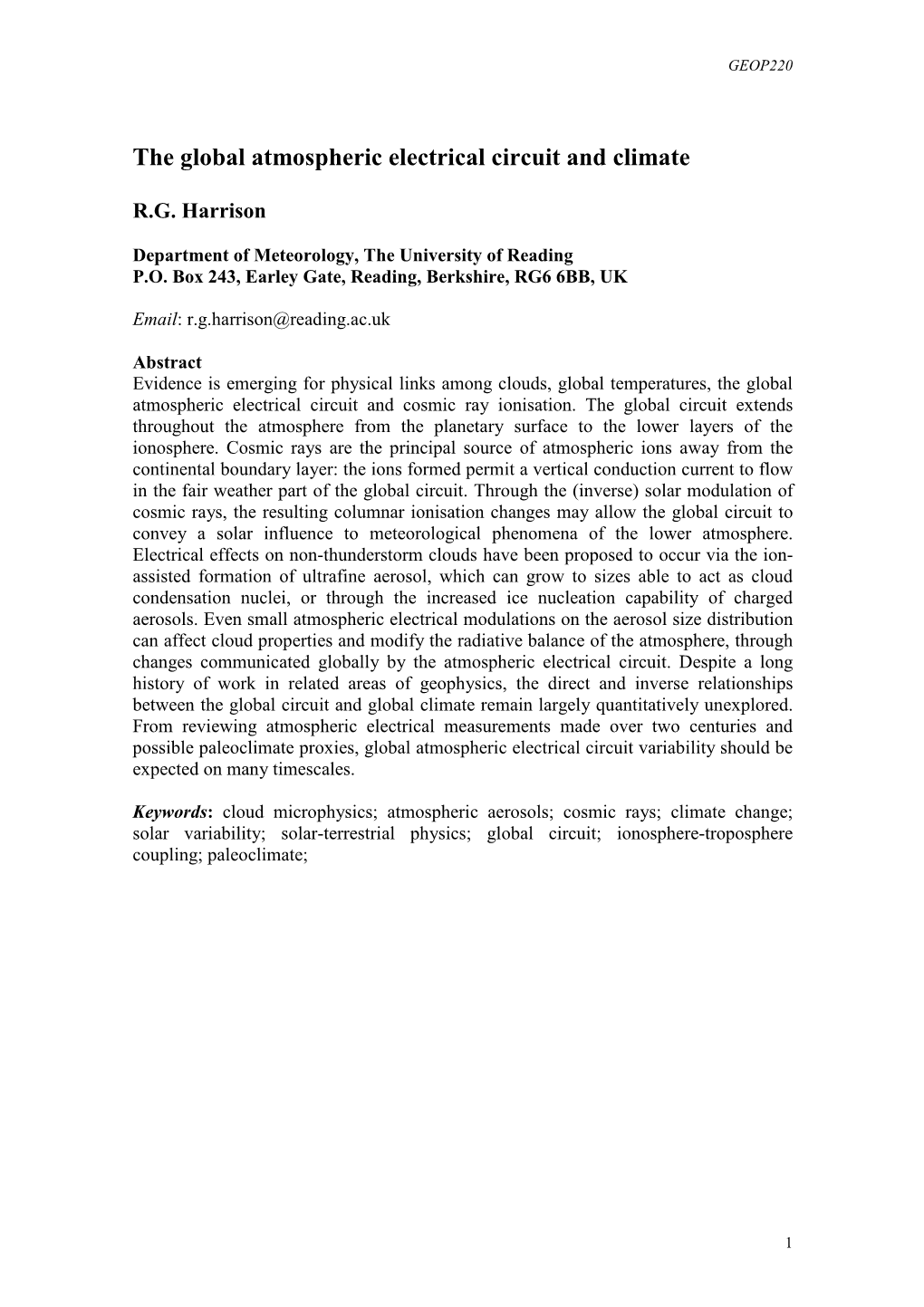 The Global Atmospheric Electrical Circuit and Climate