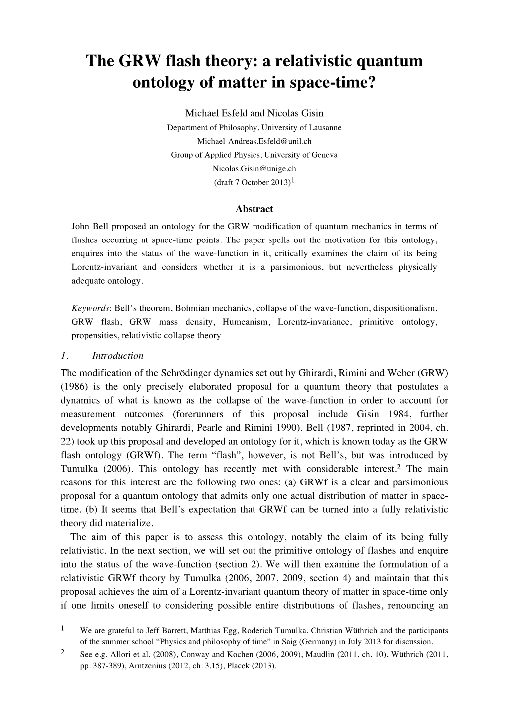 The GRW Flash Theory: a Relativistic Quantum Ontology of Matter in Space-Time?