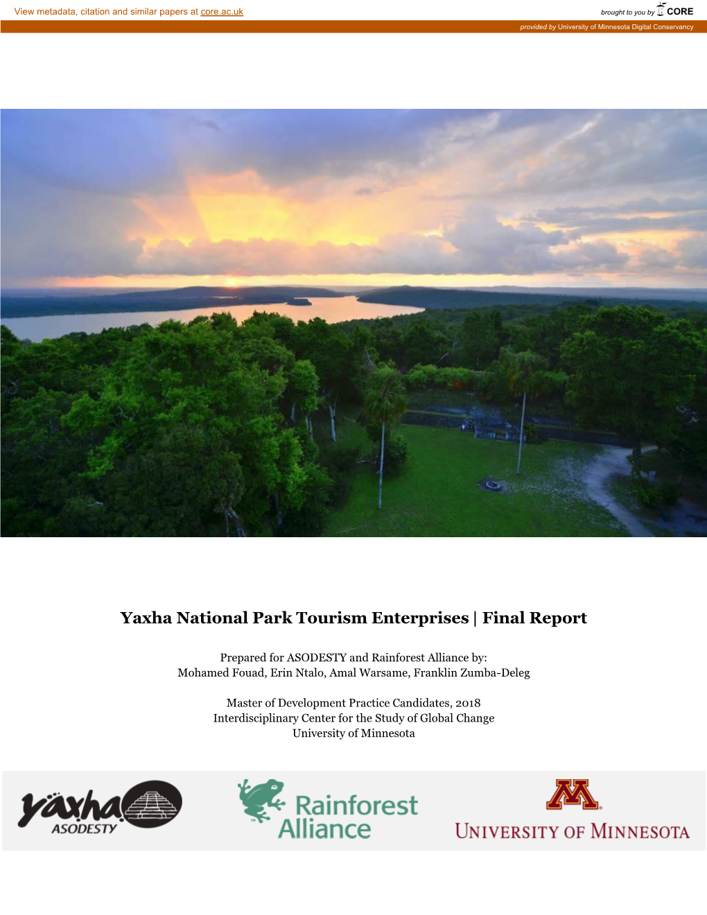 Yaxha National Park Tourism Enterprises | Final Report