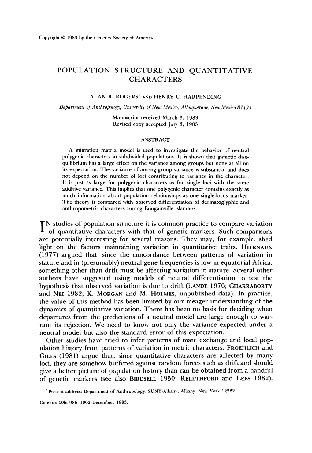 Population Structure and Quantitative Characters