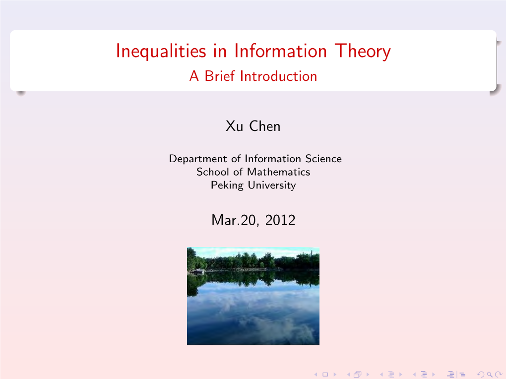 Inequalities in Information Theory a Brief Introduction