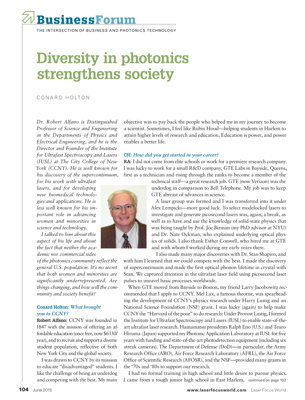 Diversity in Photonics Strengthens Society