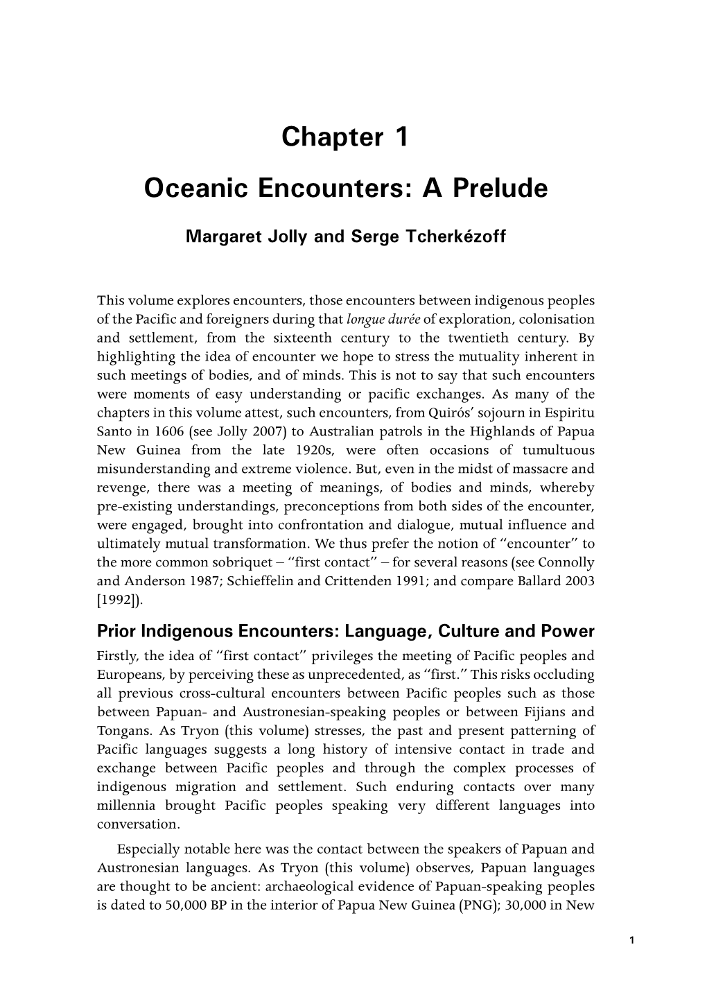 Oceanic Encounters: a Prelude