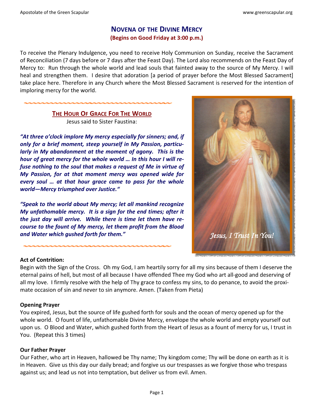 Divine Mercy Novena 2020