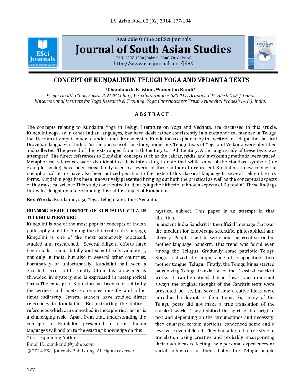 Journal of South Asian Studies ISSN: 2307-4000 (Online), 2308-7846 (Print)