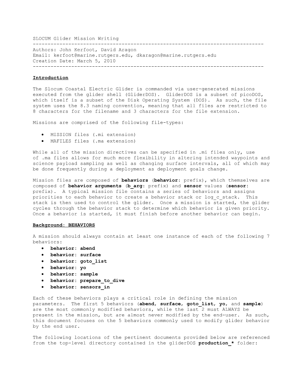 SLOCUM Glider Mission Writing