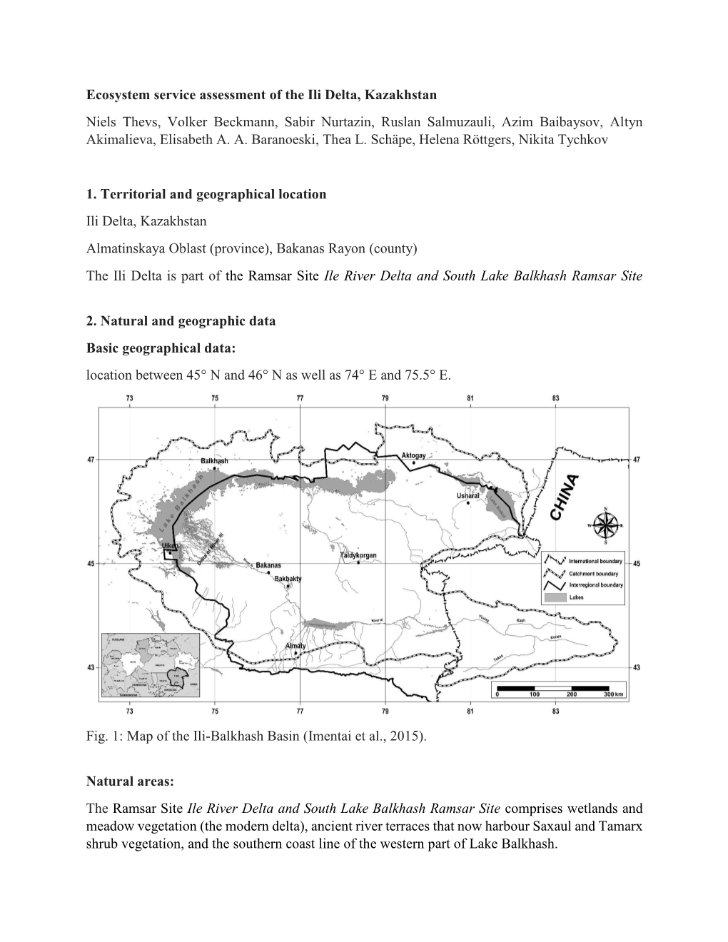Ecosystem Service Assessment of the Ili Delta, Kazakhstan Niels Thevs