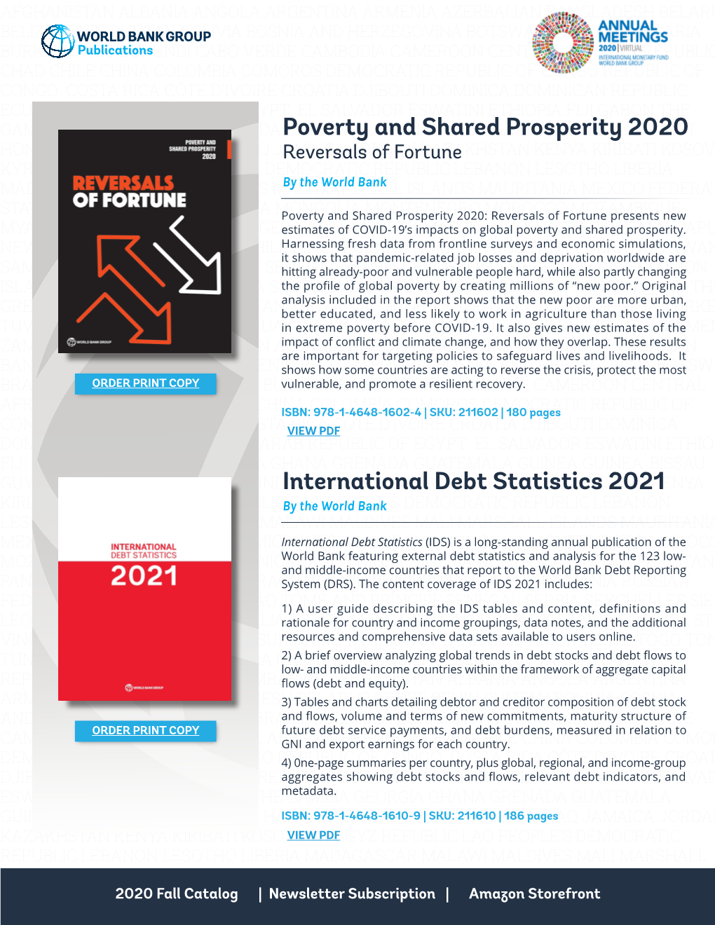 International Debt Statistics 2021 Poverty and Shared Prosperity 2020