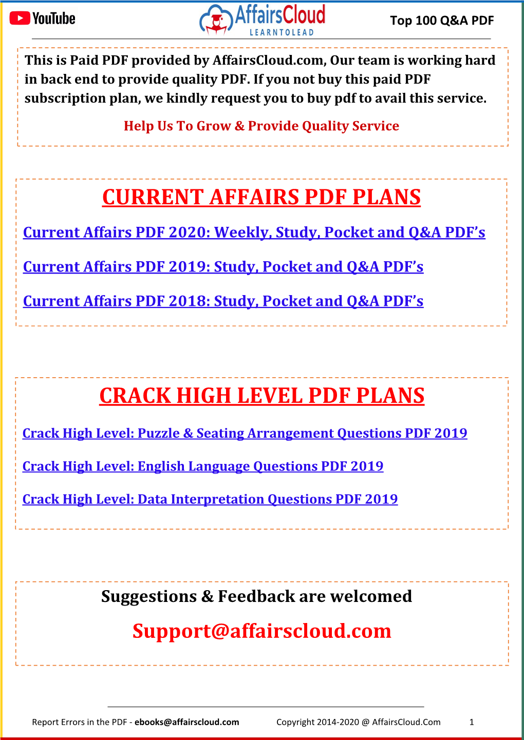 Current Affairs Pdf Plans Crack High Level Pdf Plans