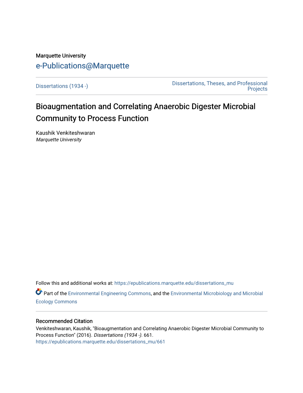 Bioaugmentation and Correlating Anaerobic Digester Microbial Community to Process Function