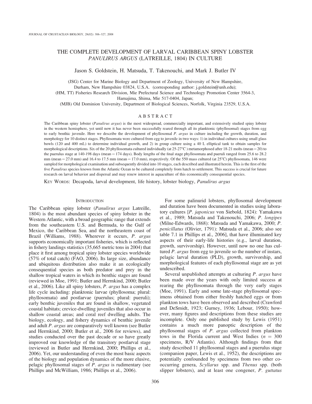 The Complete Development of Larval Caribbean Spiny Lobster Panulirus Argus (Latreille, 1804) in Culture