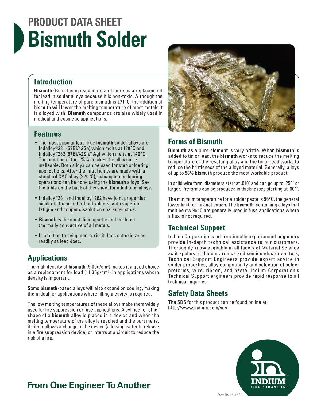 PRODUCT DATA SHEET Bismuth Solder