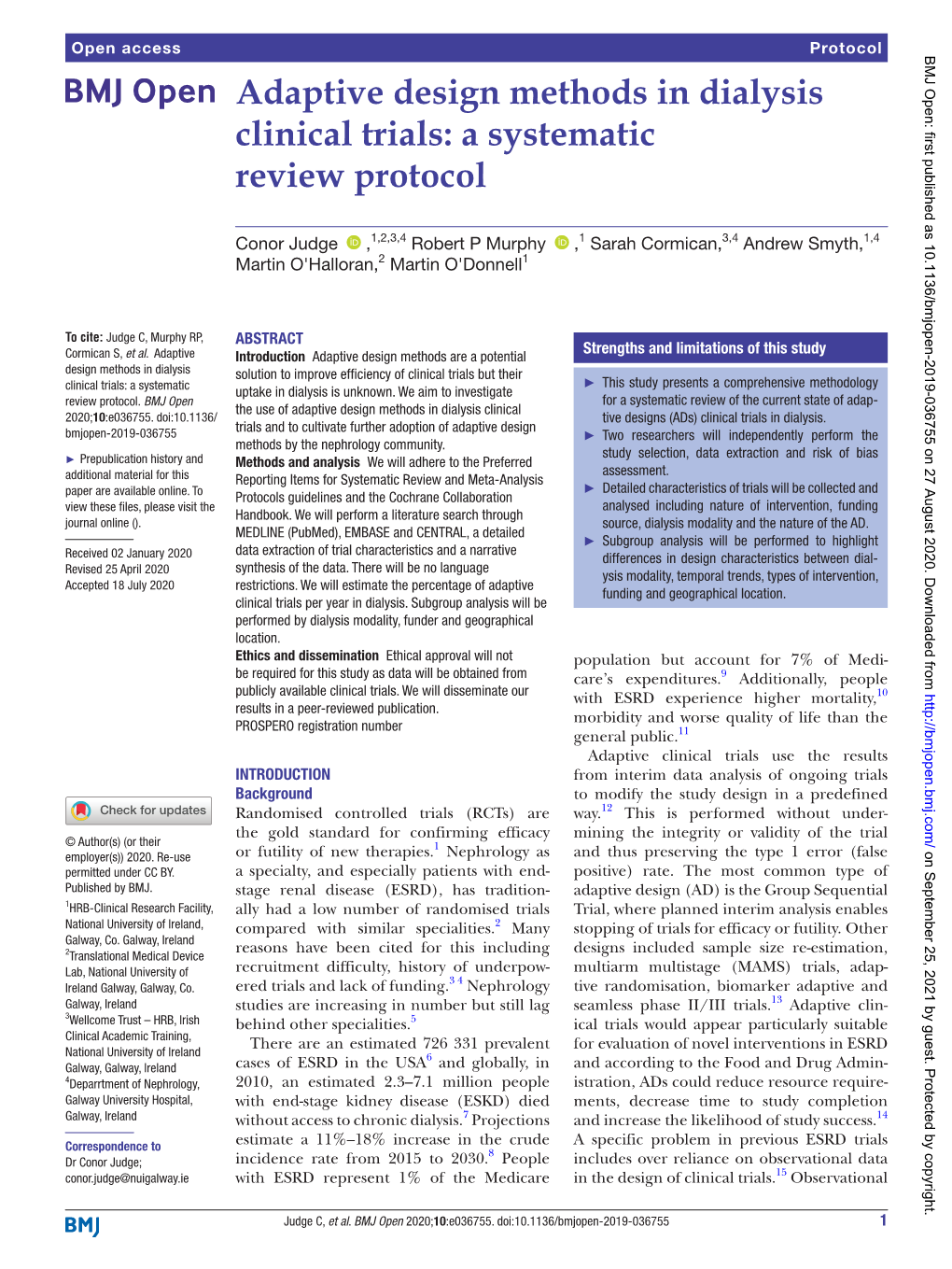 Adaptive Design Methods in Dialysis Clinical Trials: a Systematic Review Protocol