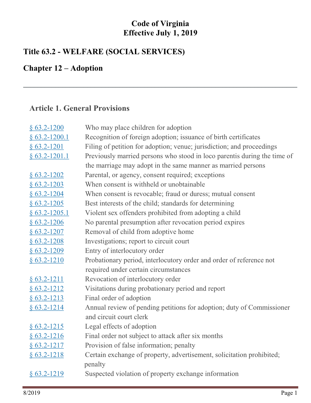 Title 63.2 - WELFARE (SOCIAL SERVICES)