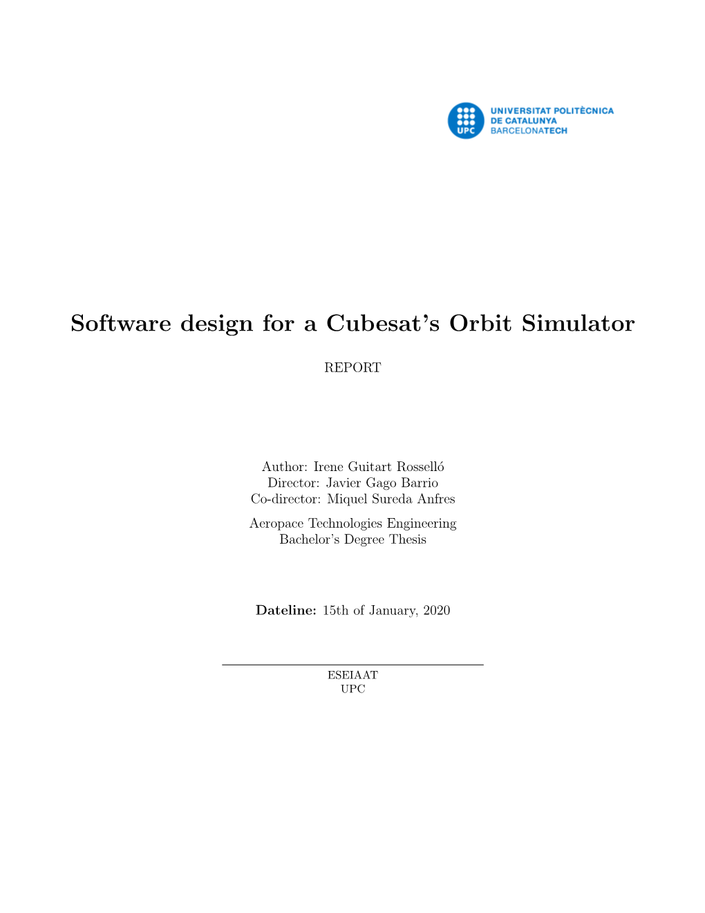 Software Design for a Cubesat's Orbit Simulator