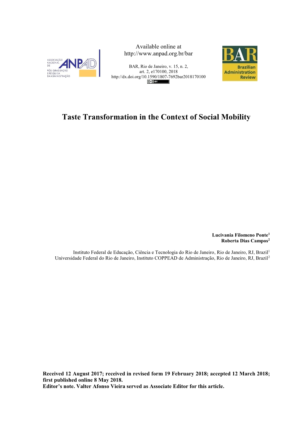 Taste Transformation in the Context of Social Mobility