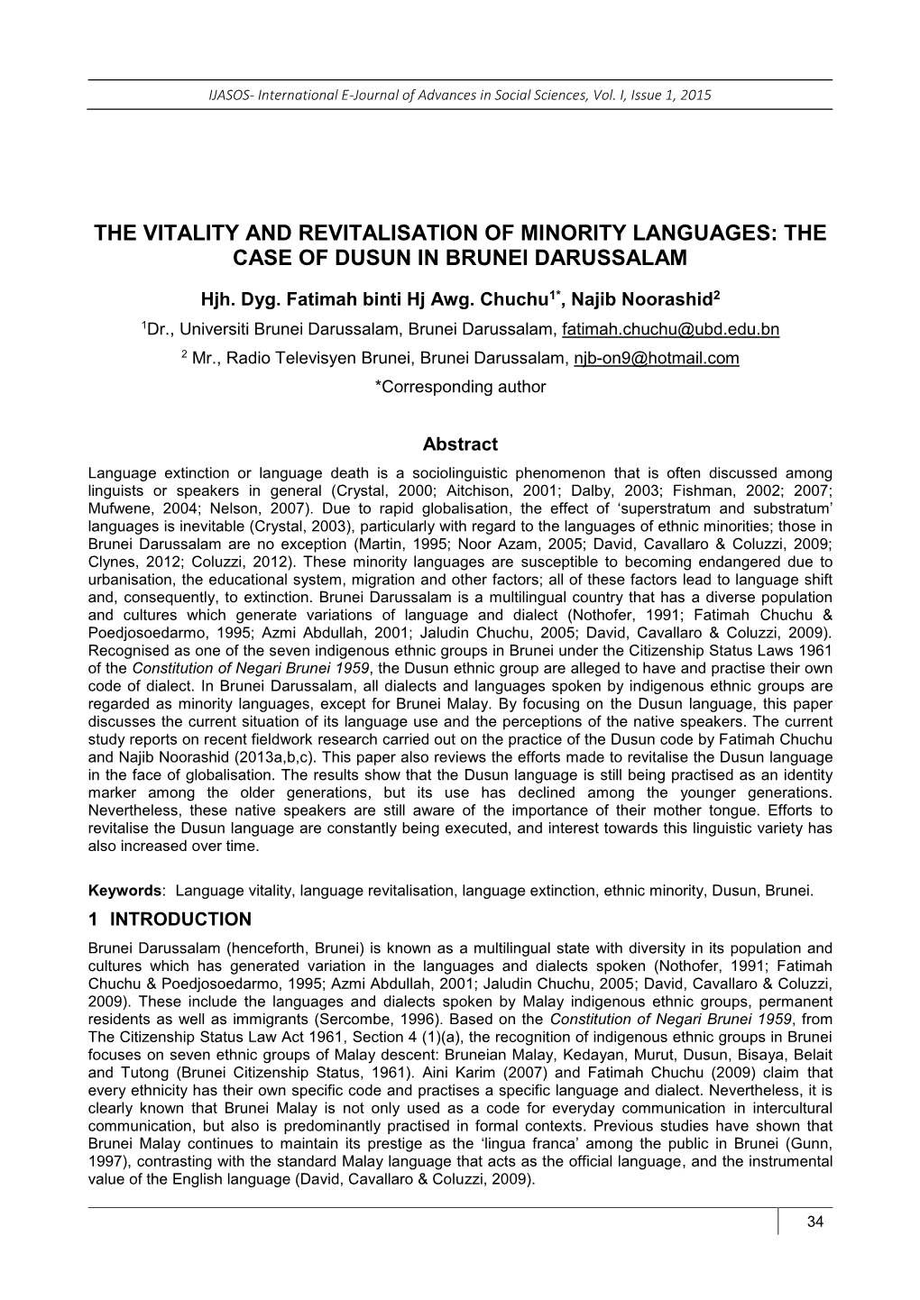 The Case of Dusun in Brunei Darussalam