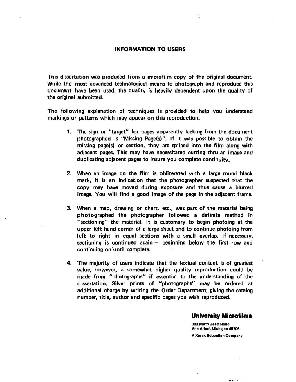 University Microfilms 300 North Zeeb Road Ann Arbor, Michigan 46106 a Xerox Education Company 73-11,464
