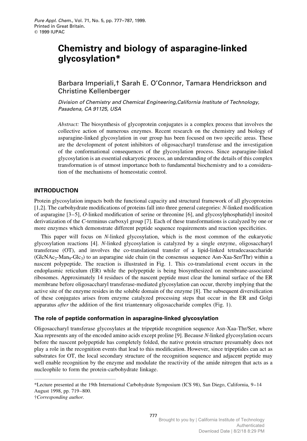 Chemistry and Biology of Asparagine-Linked Glycosylation*