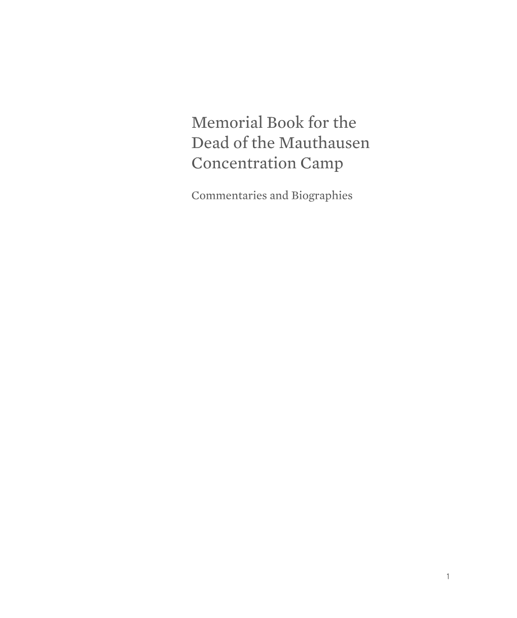 Memorial Book for the Dead of the Mauthausen Concentration Camp