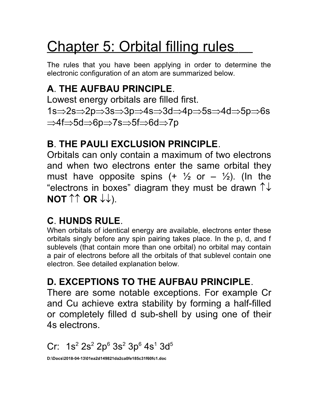 Worksheet 24: Orbital Filling Rules