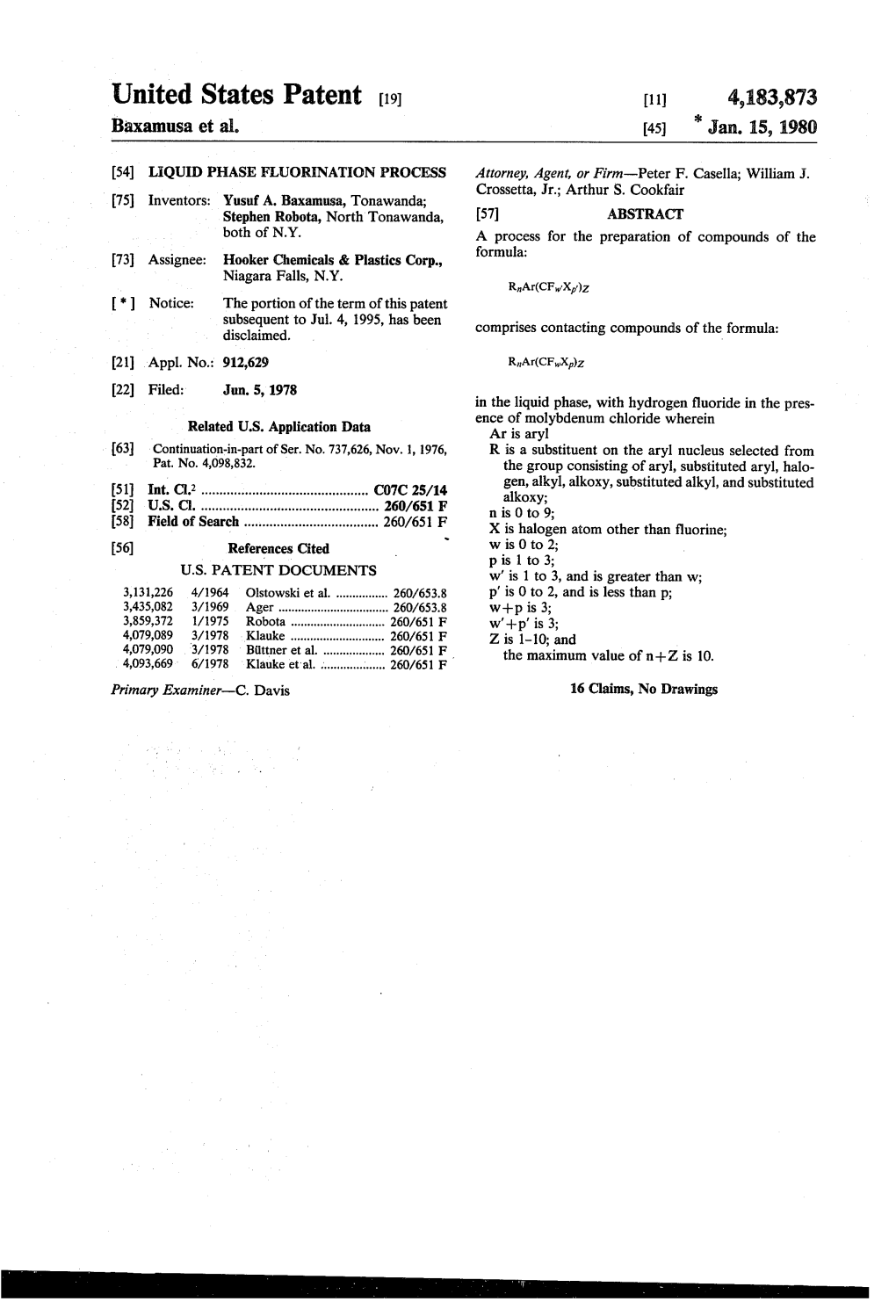 United States Patent 19 (11) 4,183,873 Baxamusa Et Al