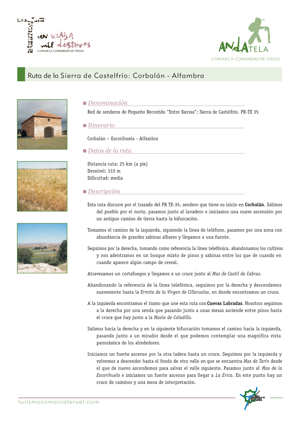Ruta De La Sierra De Castelfrío: Corbalán - Alfambra