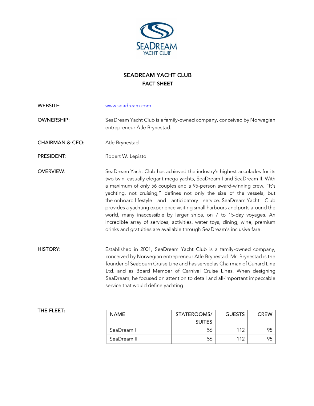 Seadream Fact Sheet