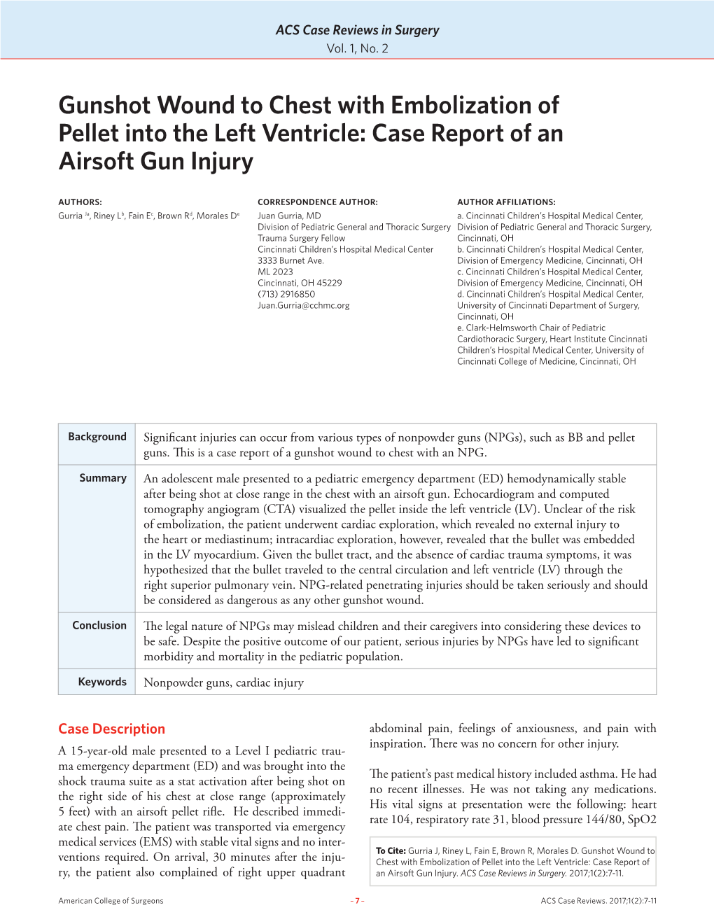 Case Report of an Airsoft Gun Injury