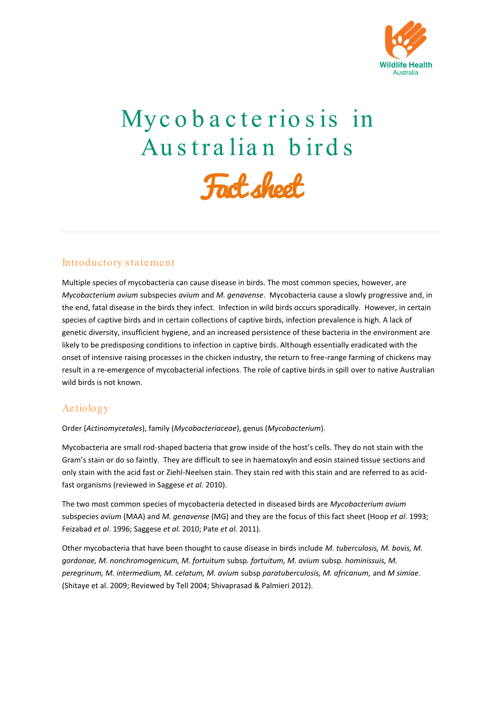 Mycobacteriosis in Australian Birds Dec 2013