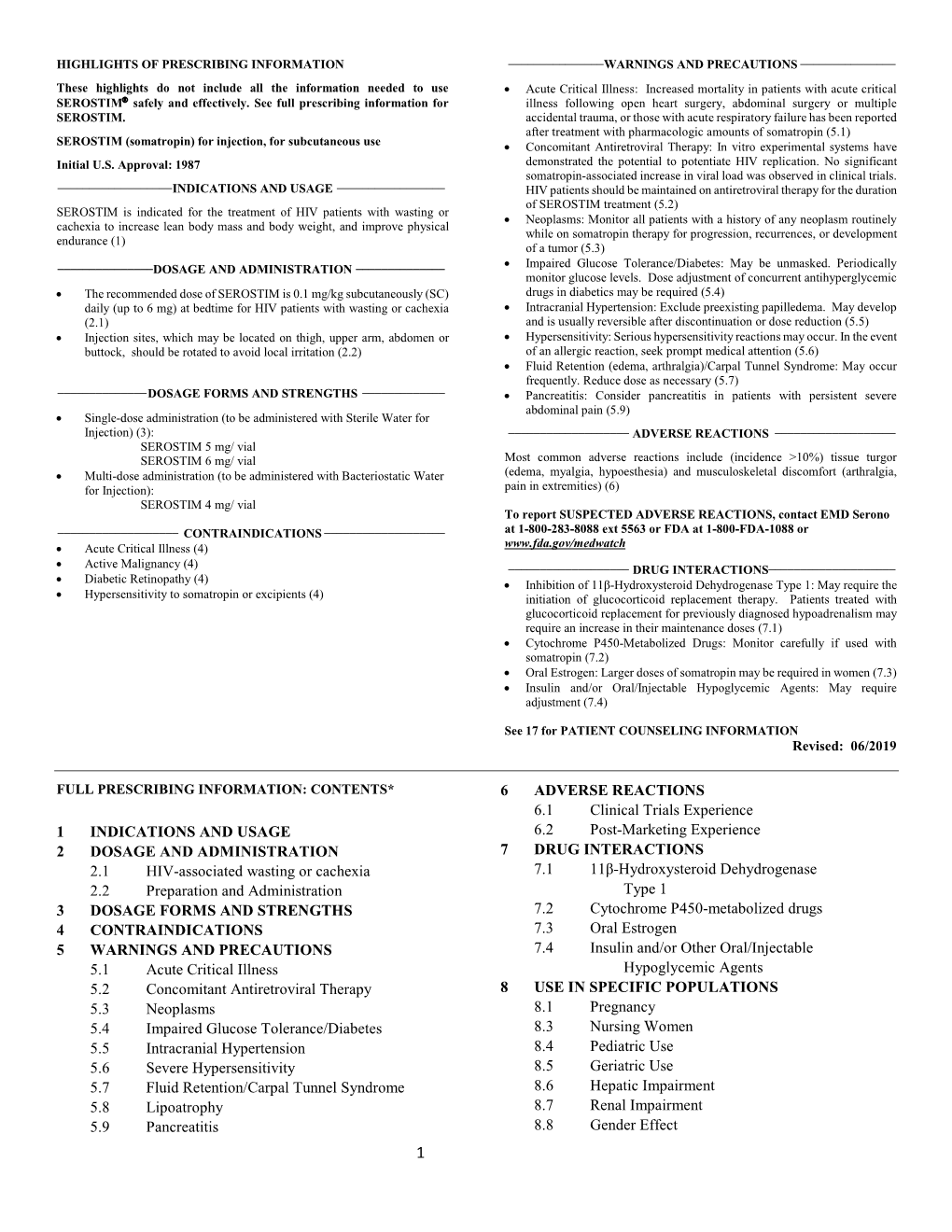 Serostim Prescribing Information