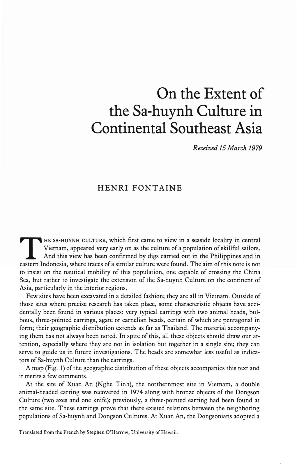 On the Extent of the Sa-Huynh Culture in Continental Southeast Asia