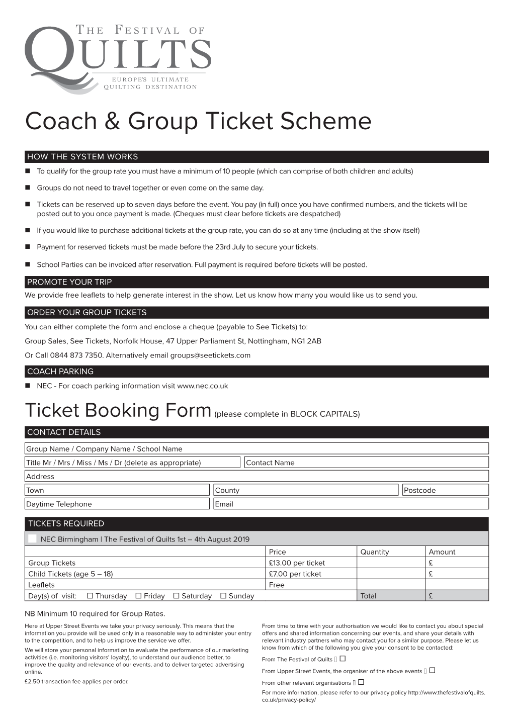 Coach & Group Ticket Scheme