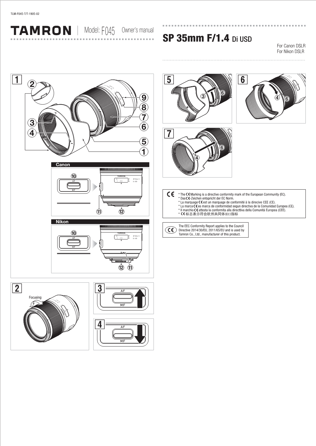 Tamron F045 Instruction Manual English 1905