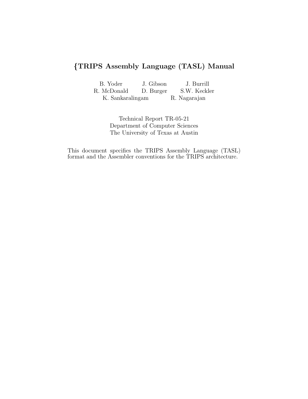 {TRIPS Assembly Language (TASL) Manual