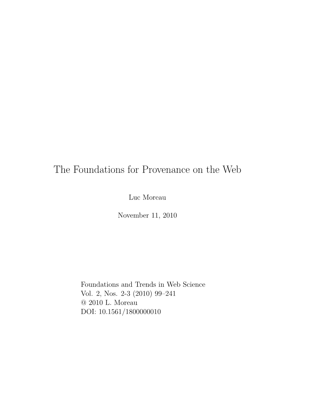 The Foundations for Provenance on the Web