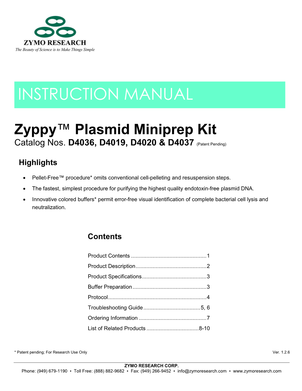 Zyppy™ Plasmid Miniprep Kit