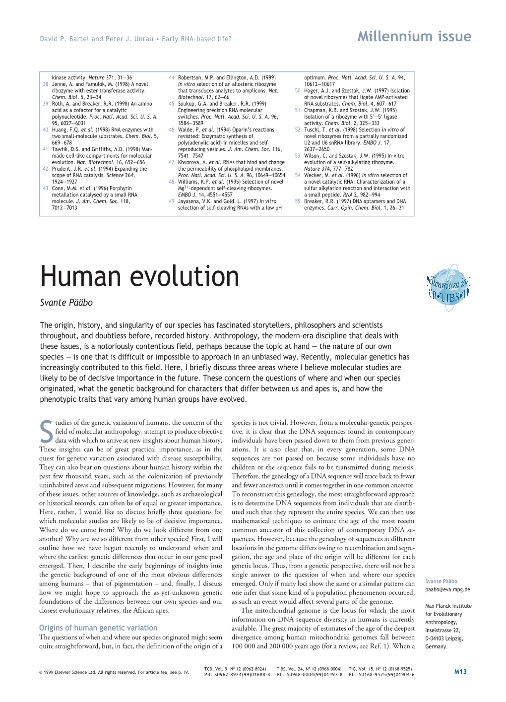 Human Evolution Svante Pššbo