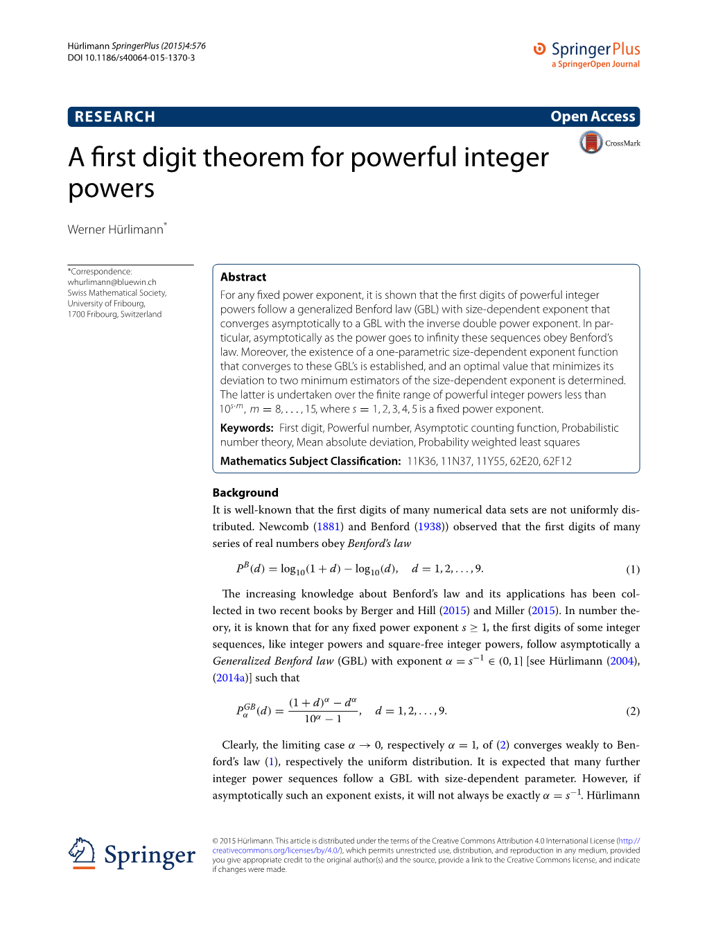 A First Digit Theorem for Powerful Integer Powers