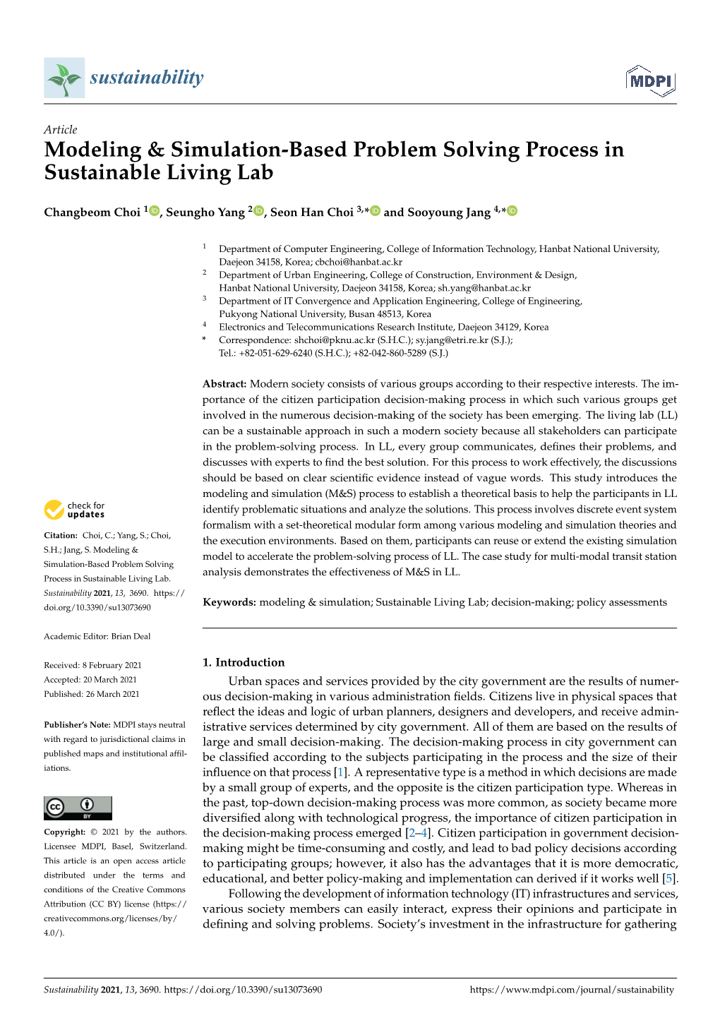 Modeling & Simulation-Based Problem Solving Process In