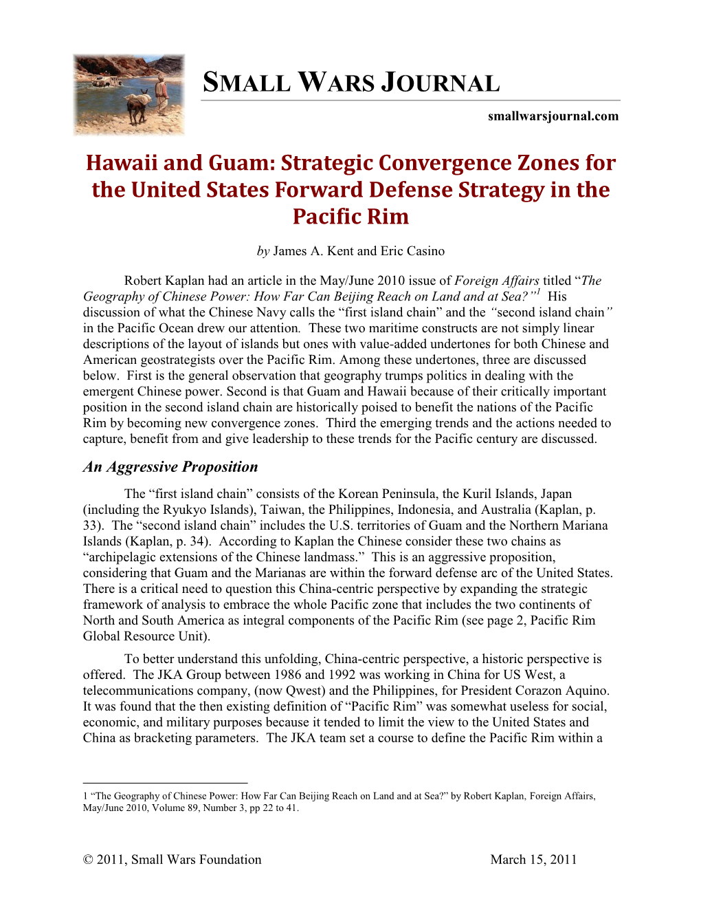 Hawaii and Guam: Strategic Convergence Zones for the United States Forward Defense Strategy in the Pacific Rim